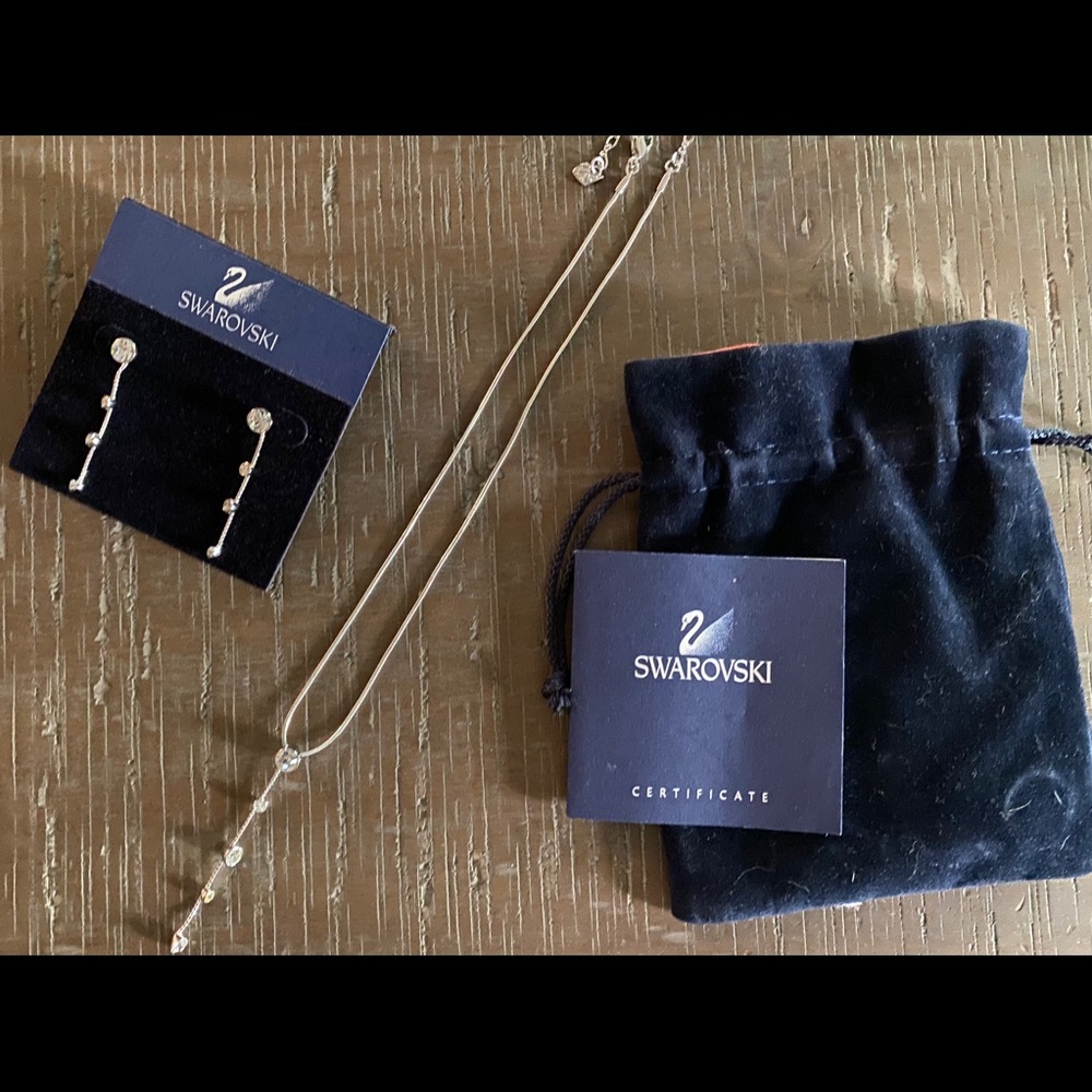 Crystal sterling silver necklace and earring set